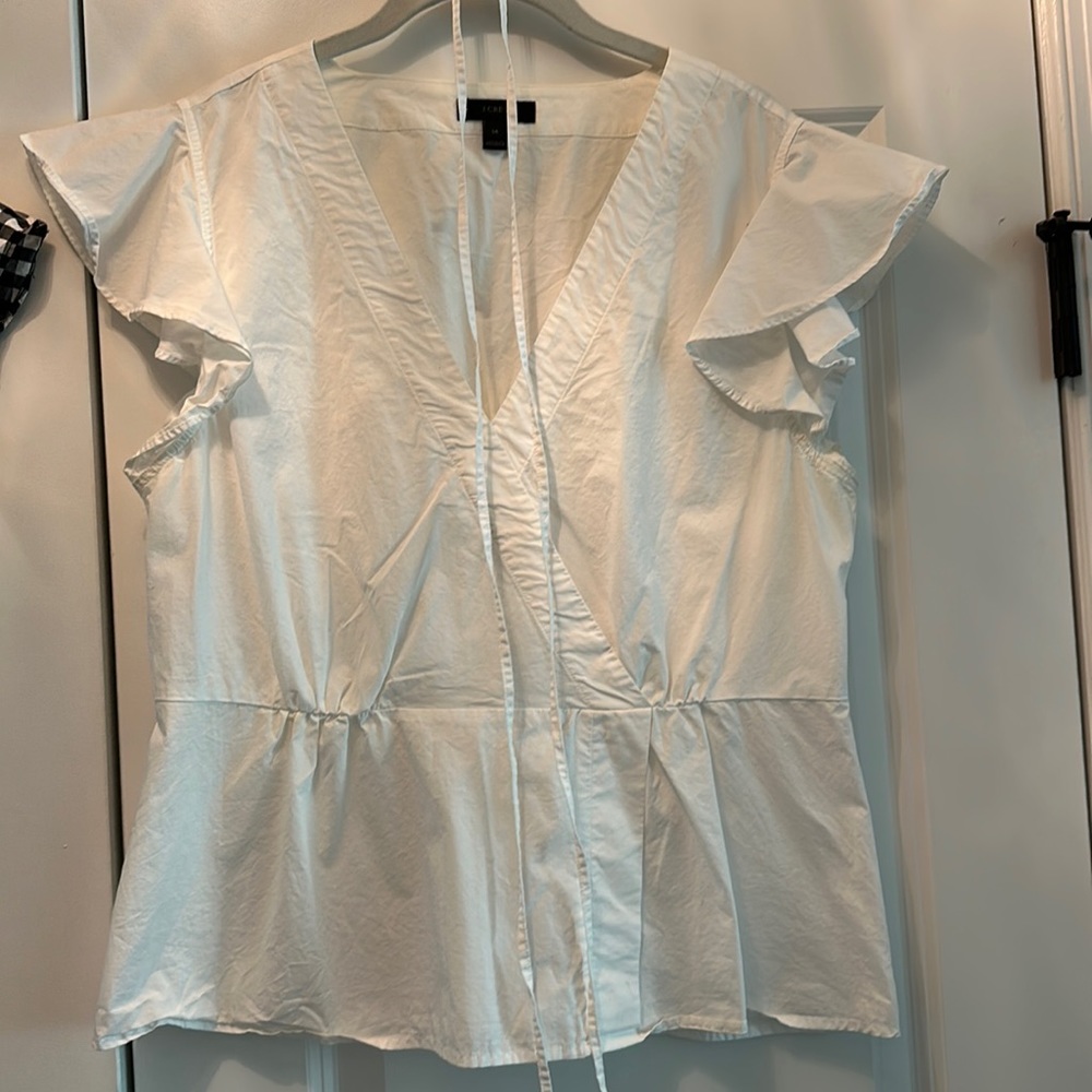 JCrew Flutter Sleeve Poplin Top